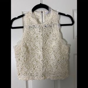White lace crop top
